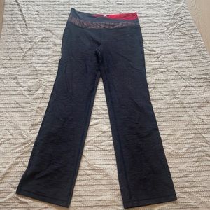 Lululemon black red sweat yoga workout pants flared bottom Leggings